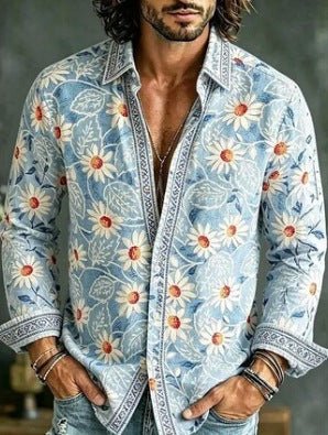 Hawaiian Mens Casual Long-sleeve Shirt. - Elan Signature