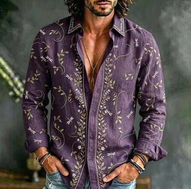 Hawaiian Mens Casual Long-sleeve Shirt. - Elan Signature