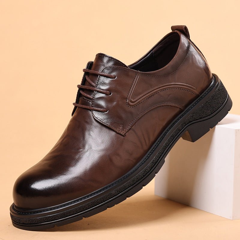 Leather Shoes For Men Genuine Leather Casual Business Formal Breathable With Thick Sole - Elan Signature