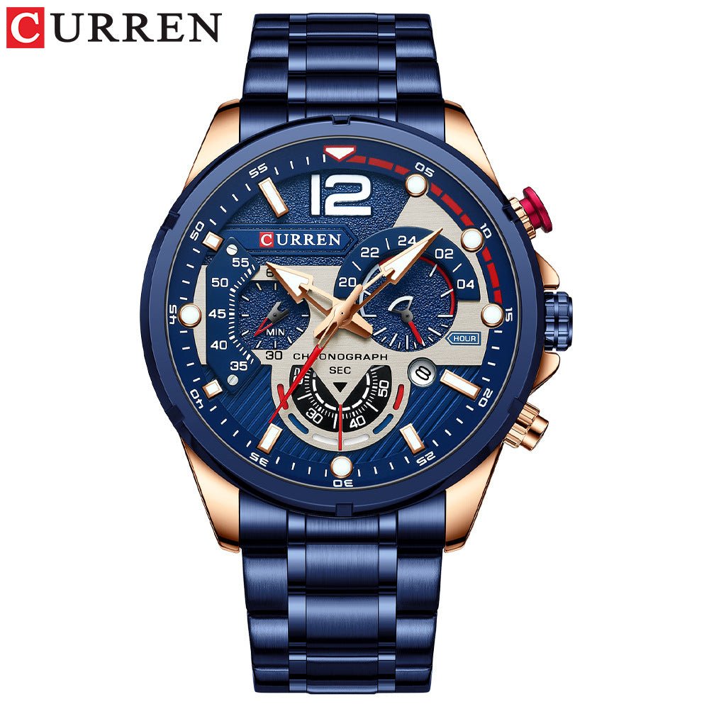Men's Watch Calendar Men's Watch Six-pin Steel Band Watch Quartz Watch Sports Men's Watch - Elan Signature