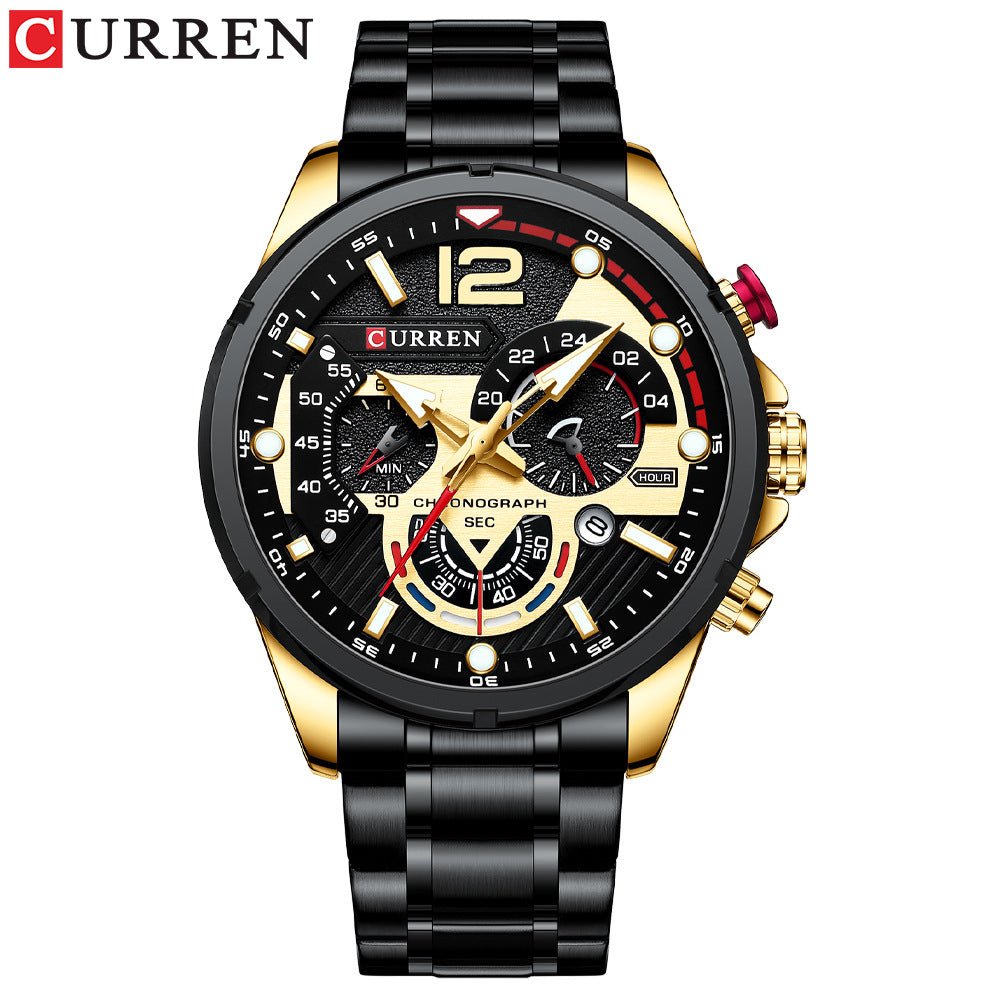Men's Watch Calendar Men's Watch Six-pin Steel Band Watch Quartz Watch Sports Men's Watch - Elan Signature