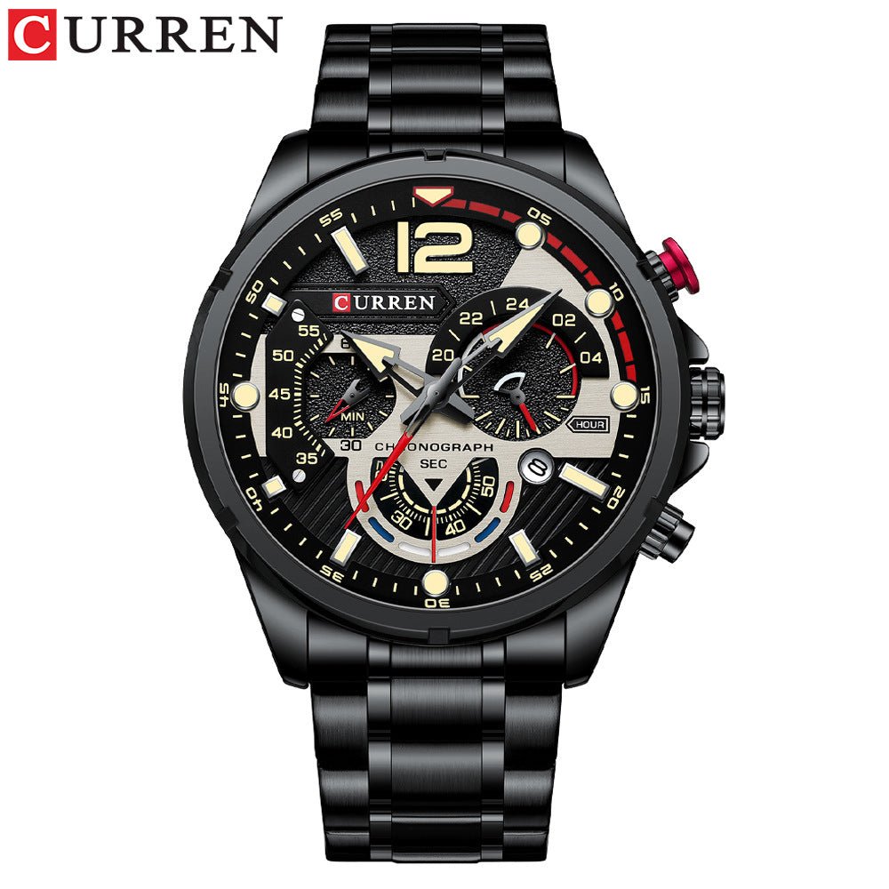 Men's Watch Calendar Men's Watch Six-pin Steel Band Watch Quartz Watch Sports Men's Watch - Elan Signature