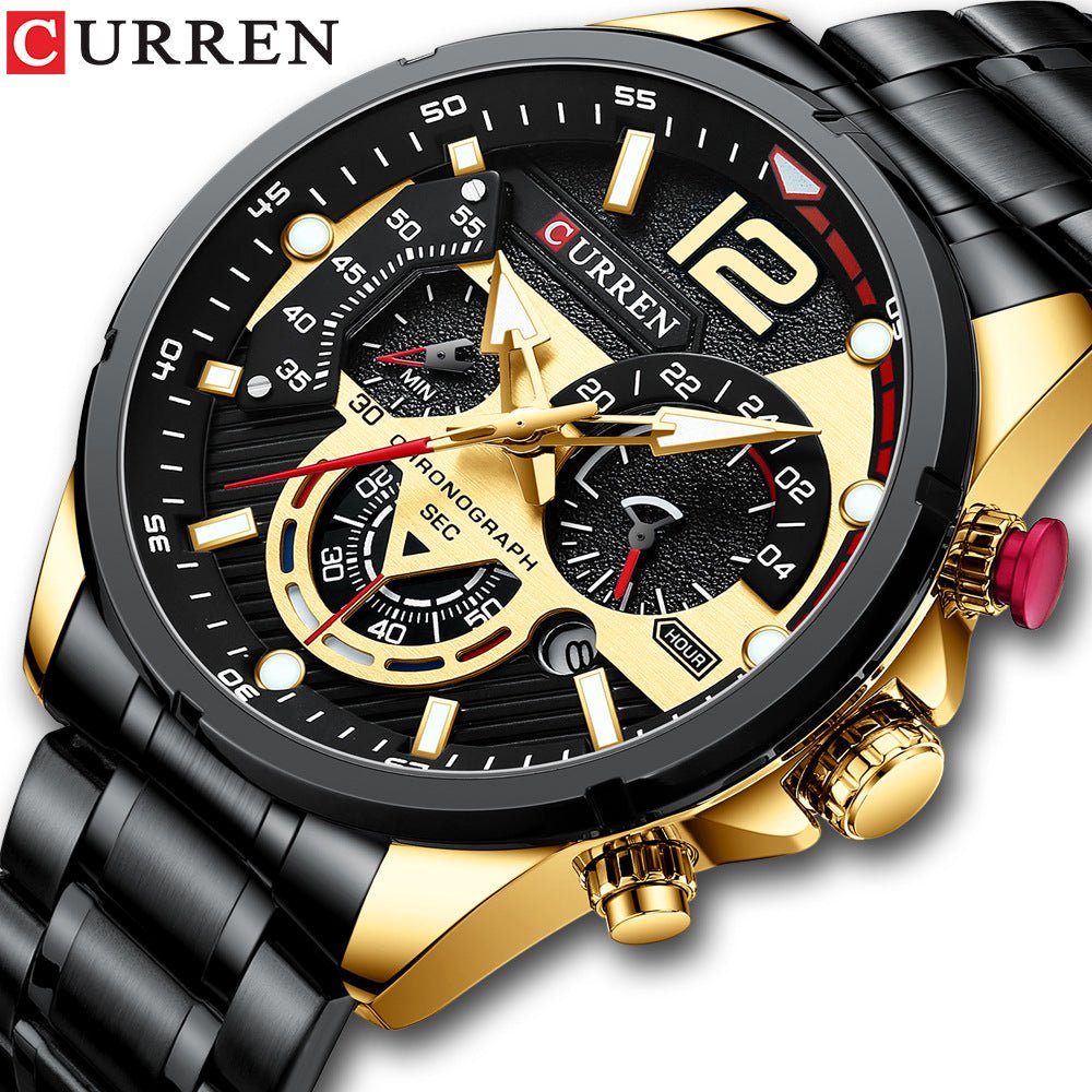 Men's Watch Calendar Men's Watch Six-pin Steel Band Watch Quartz Watch Sports Men's Watch - Elan Signature